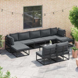 Garden Sofa Set with Cushion 10 pcs Black Aluminium 3378909