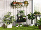 Outdoor Metal Planter, with Back Trellis - Black T3398P310900