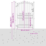 Fence Gate with Spikes EMMEN 100 x 200 cm Powder-coated steel 146402