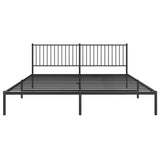 ZNTS Metal Bed Frame without Mattress with Headboard Black 200x200cm 350871