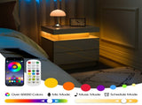 Nightstand LED Bedside Table Cabinet Lights Modern End Side with 2 Drawers for Bedroom T3272P355457