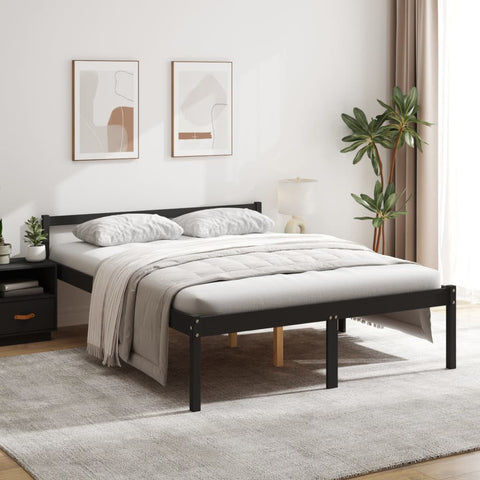 Senior Bed without Mattress Black 150x200cm King Size 810623