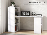 120cm Computer Desk, Wooden PC Laptop Table with 6-Tier Storage Bookshelves, Home Office Working T3398P329475