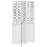 Room Divider 3 Panels White Solid Wood Paulownia 358719