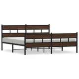 Metal Bed Frame without Mattress Brown Oak 183x213 cm 3308479