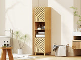 Multi-Storage Bamboo Door Bathroom Cabinet - Natural Finish T3398P423557