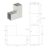 Post Connectors 4 pcs L Shape Galvanised Metal 91x91 mm 145470