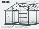 6 x 10ft Polycarbonate Greenhouse, Large Walk-In Green House with Slide Door and Window, Garden T3398P317624