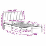 Bed Frame with Headboard White 120 x 190 cm Solid Pine Wood 878908