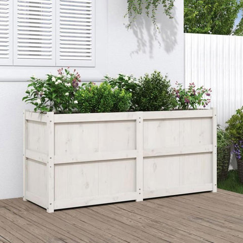 Garden Planter White 150x50x70 cm Solid Wood Pine 837490