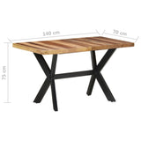 ZNTS Dining Table 140x70x75 cm Solid Wood with Honey Finish 321546