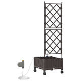 Garden Planter with Irrigation&Wheels Brown 40 x 40 x 132 cm PP 3422944