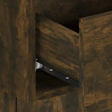 Bed Headboard With Cabinet Smoked oak Engineered wood Large 3115753
