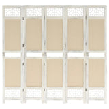 5-Panel Room Divider Cream 175x165 cm Fabric 338560