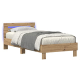 Bed Frame with LED Artisian Oak 80 x 200 cm Engineered Wood 8009001