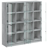 Bookcase with Doors Grey Sonoma 136x37x142 cm Engineered Wood 3206522