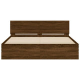 Bed Frame with LED without Mattress Brown Oak 160x200 cm 3207601
