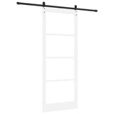 Sliding Door ORKDAL White 93 x 232 cm Solid Pine Wood and Glass 3332488