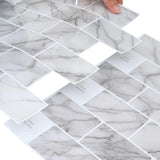 Subway Tile 20 pcs White Marble 30 x 30 cm Polyurethane and PET 42046130