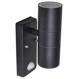 LED Wall Lamp Stainless Steel Cylinder Shape Black with Sensor 41097