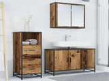 Bathroom Furniture Set with Door 3 pcs Old Wood Engineered Wood 3402456