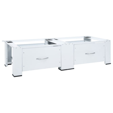 ZNTS Double Washing Machine Pedestal with Drawers White 4009869