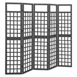 5-Panel Room Divider/Trellis Solid Fir Wood Black 201.5x180 cm 316484