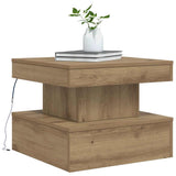 Coffee Table with LED Lights Artisian Oak 50x50x40 cm 857713
