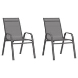 ZNTS Stackable Garden Chairs 2 pcs Grey Textilene Fabric 318778