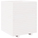 ZNTS Garden Planter White 60x60x72.5 cm Solid Wood Pine 3282580