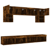 6 Piece TV Wall Units with LED Smoked Oak Engineered Wood 3216708