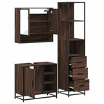 ZNTS 3 Piece Bathroom Furniture Set Brown Oak Engineered Wood 3301179