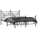 Metal Bed Frame without Mattress with Footboard Black 140x190cm 374357