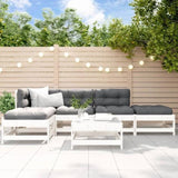 6 Piece Garden Lounge Set White Solid Wood Pine 3186313