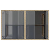 Garden Table with Glass Top Beige 110x68x70 cm Poly Rattan 366353