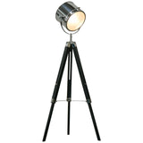 Industrial Style Adjustable Tripod Floor Lamp, Searchlight Lamp with Wooden Legs and Steel T3398P344629