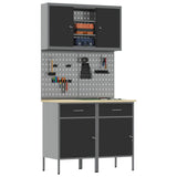 Work Cabinet Set 6 pcs Black Steel and Engineered Wood 3321418