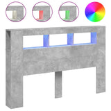 LED Headboard Concrete Grey 160x18.5x103.5 cm Engineered Wood 837354