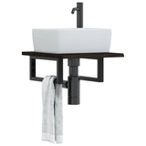 Basin Shelf Wall Mounted Steel and Solid Wood Oak 3302573