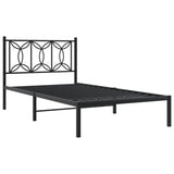 Metal Bed Frame without Mattress with Headboard Black 100x200cm 376123