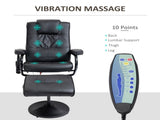 Swivel Recliner Chair and Footstool, Faux Leather Massage Recliner Armchair with Remote Control and T3398P328085