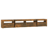 TV Cabinet with LED Lights Smoked Oak 240x35x40 cm 3152727