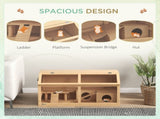 Hamster Cage, Wooden Small Animal Cage for Gerbils, Mice w/ Suspension Bridge, Openable Top, Hut, 85 T3398P350091