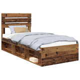 Bed Frame with Headboard Old Wood 75 x 190 cm Solid Pine Wood 3411477