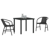 Garden Dining Set 3 pcs Black Powder-Coated Steel 3379380