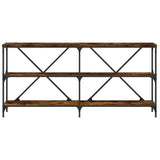 Console Table Smoked Oak 160x30x75 cm Engineered Wood and Iron 832850