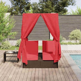 Double Sun Lounger with Roof Brown 205 x 129 x 200 cm PE rattan 3376133
