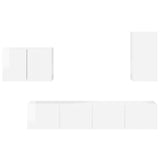 TV Wall Cabinet Set 4 pcs High Gloss White Engineered Wood 3408938