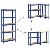 5-Layer Storage Shelves 2 pcs Blue Steel&Engineered Wood 3307586