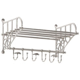 Luggage Rack with Coat Hangers Wall Mounted Aluminium 357832